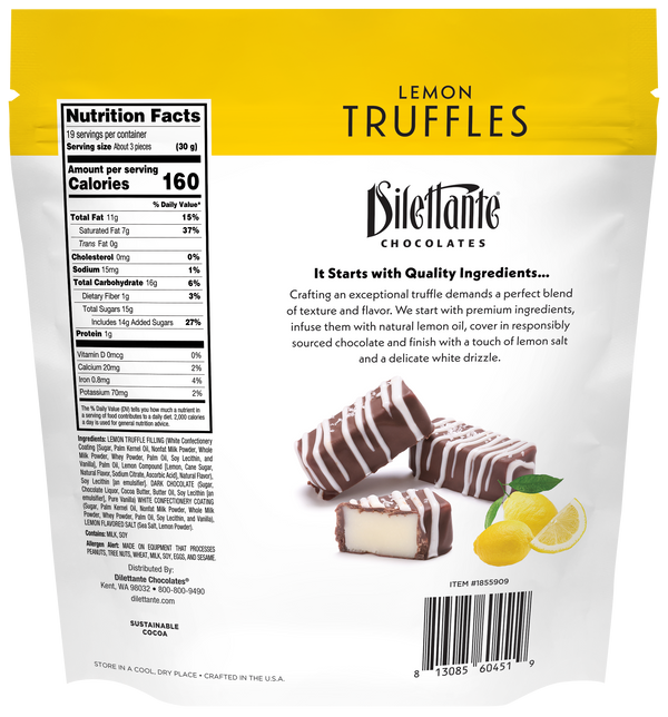 Lemon Truffles 20 oz. - Dilettante Chocolates