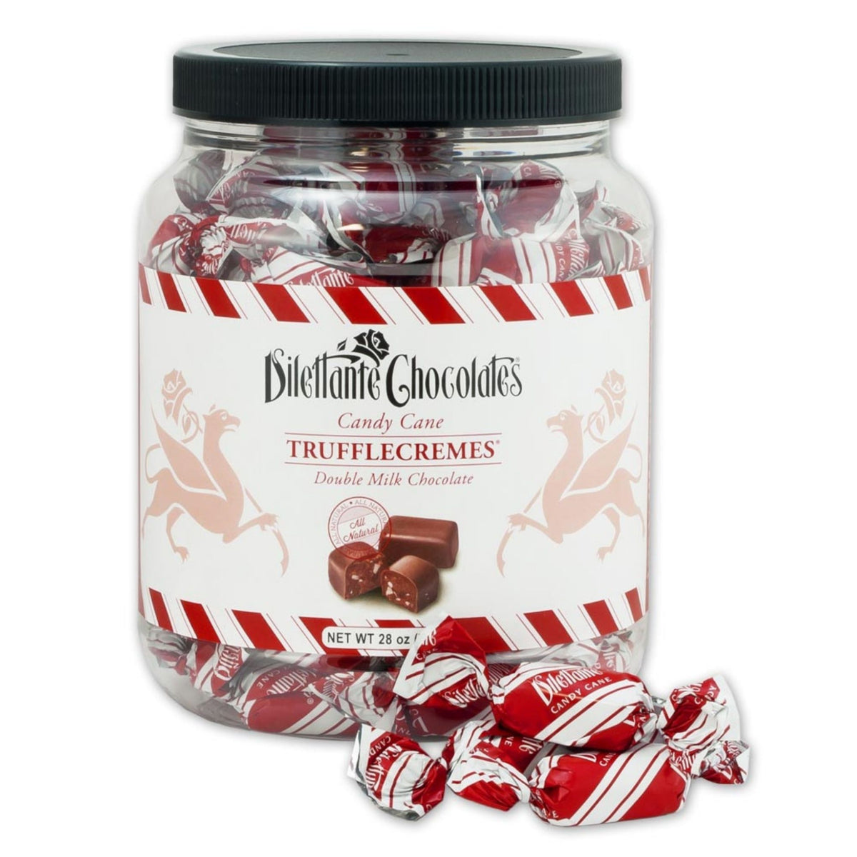 Dilettante Chocolates 28-Ounce Jar of Dilettante&#39;s Peppermint TruffleCremes Featuring Milk Chocolate and All Natural Candy Can Pieces