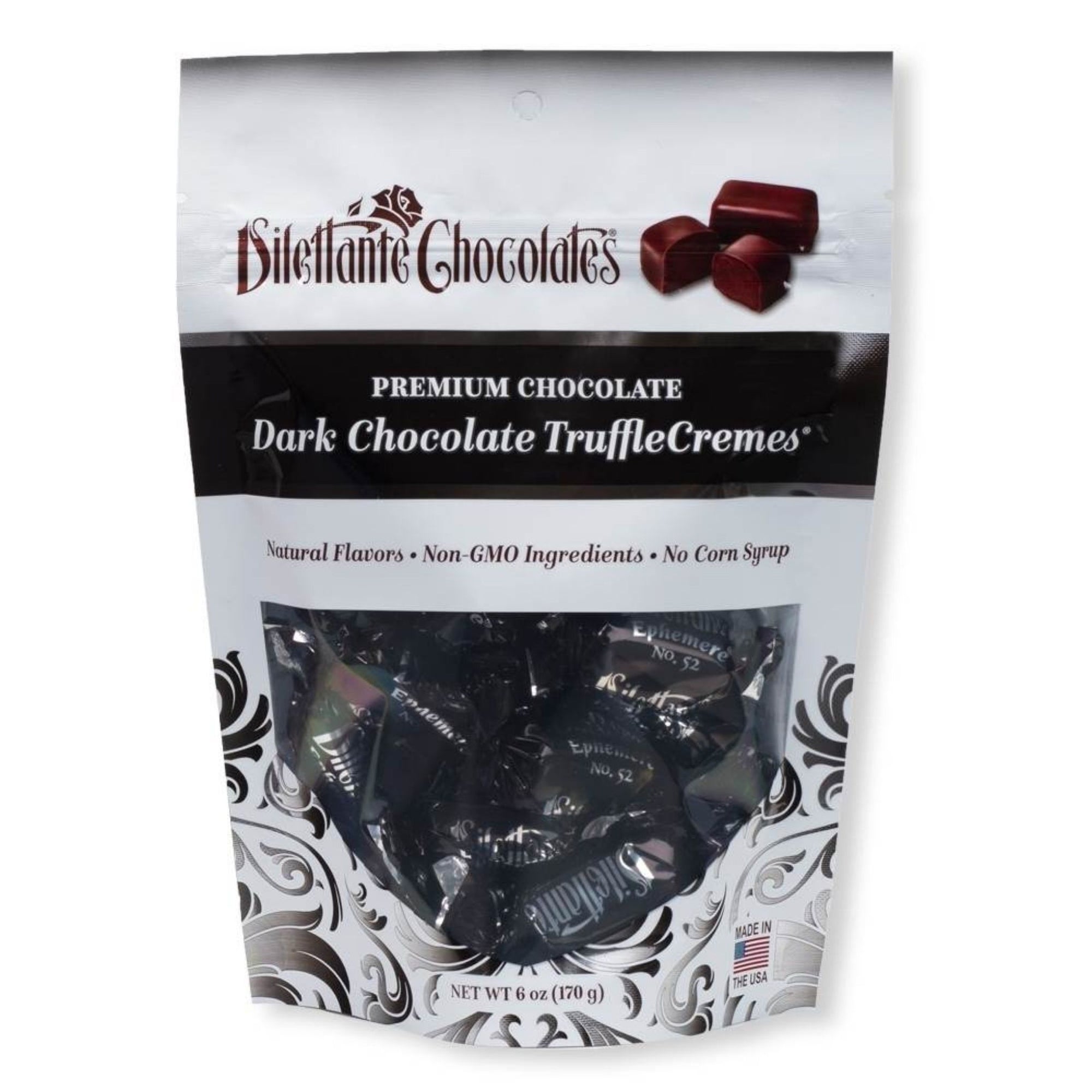 Dilettante Chocolates Premium Chocolate Dark Chocolate TruffleCremes with natural Flavors, Non-GMO Ingredients, and No Corn Syrup