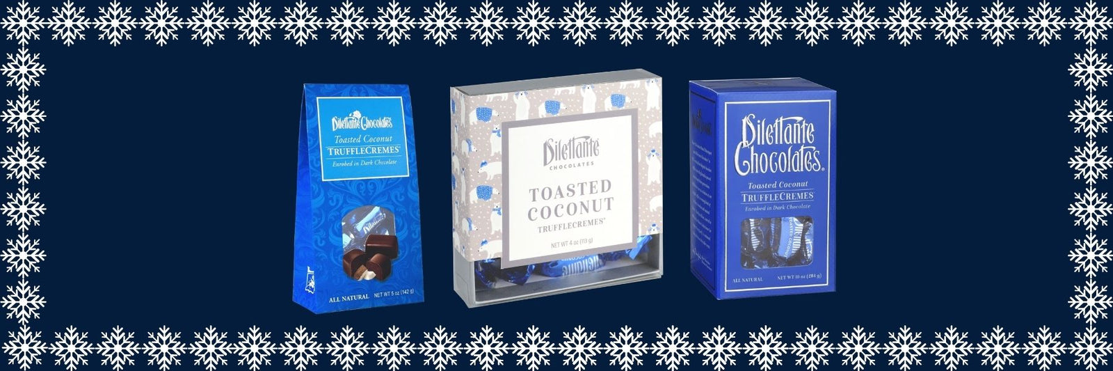 Dilettante Chocolates Toasted Coconut TruffleCremes Coated in Dark Chocolate with Real Coconut Pieces Inside