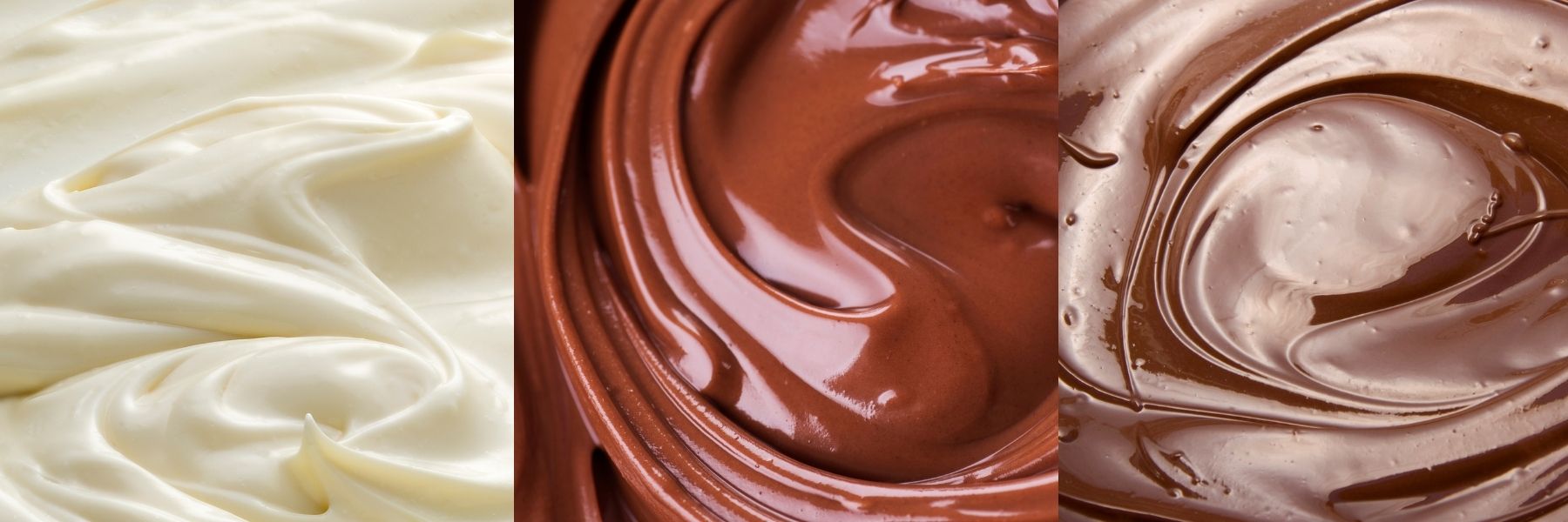 Three Different Chocolate Blends: White, Milk, and Dark Chocolate