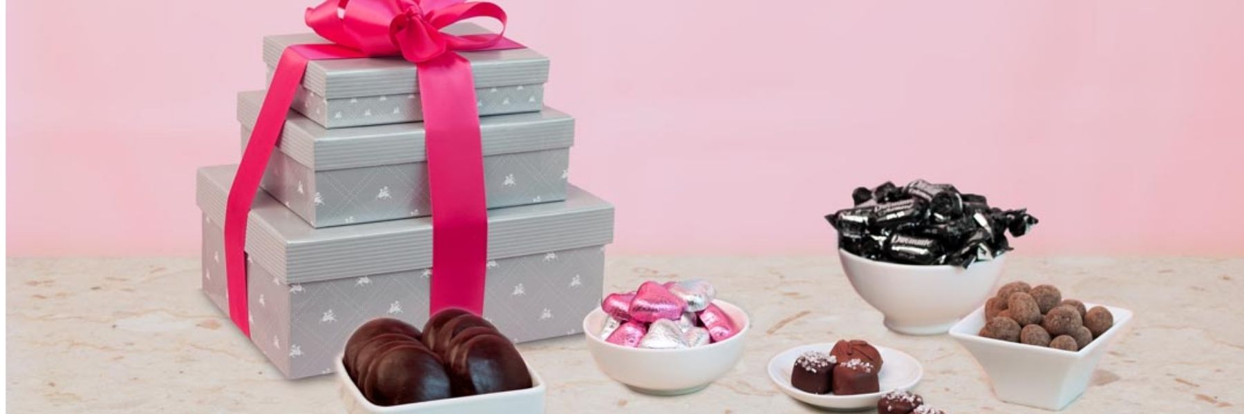 Dilettante Chocolates Valentine's Gift Tower Featuring Chocolates and Cookies for Your Valentine
