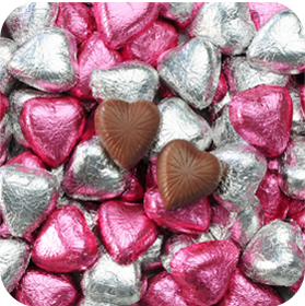 Dilettante Chocolates Foil-Wrapped Chocolate Hearts