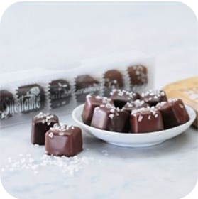 Dilettante Chocolates Hand Dipped Caramels Topped With Cypress Sea Salt
