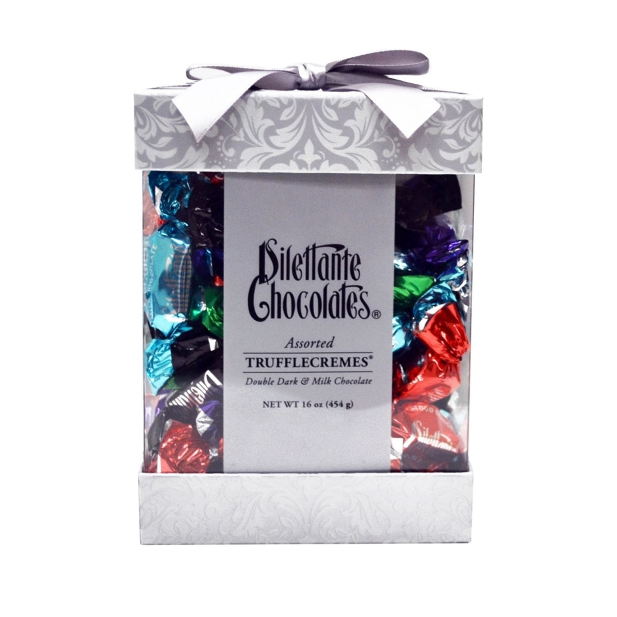 Dilettante Chocolates TruffleCreme Gift Box Wrapped in Beautiful Silver Packaging