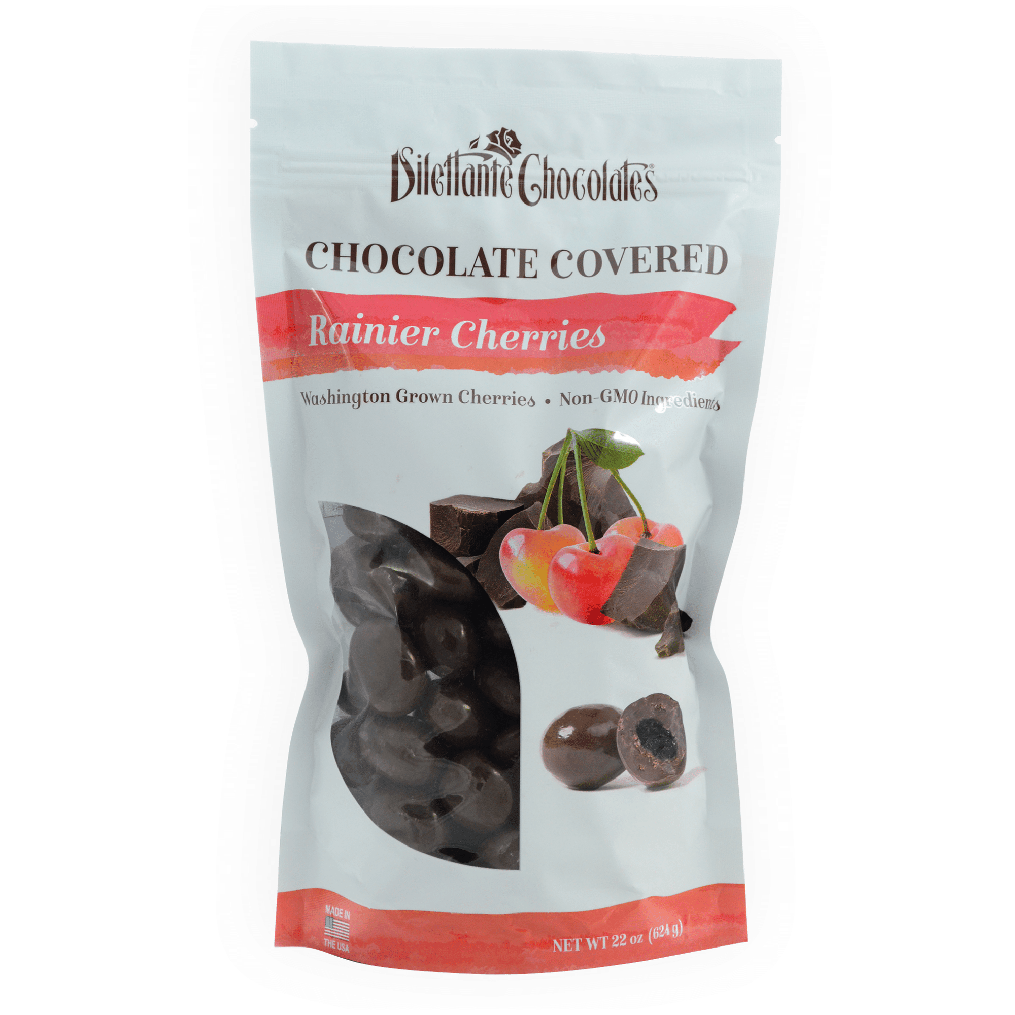 Chocolate Covered Rainier Cherry Pouch by Dilettante Chocolates