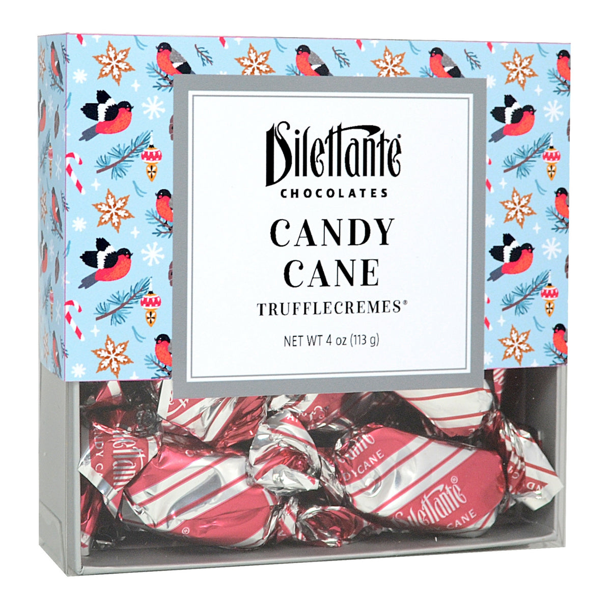 Dilettante Chocolates Candy Cane Novelty Gift Box Featuring 4-Ounces of Dilettante&#39;s Candy Cane TruffleCremes