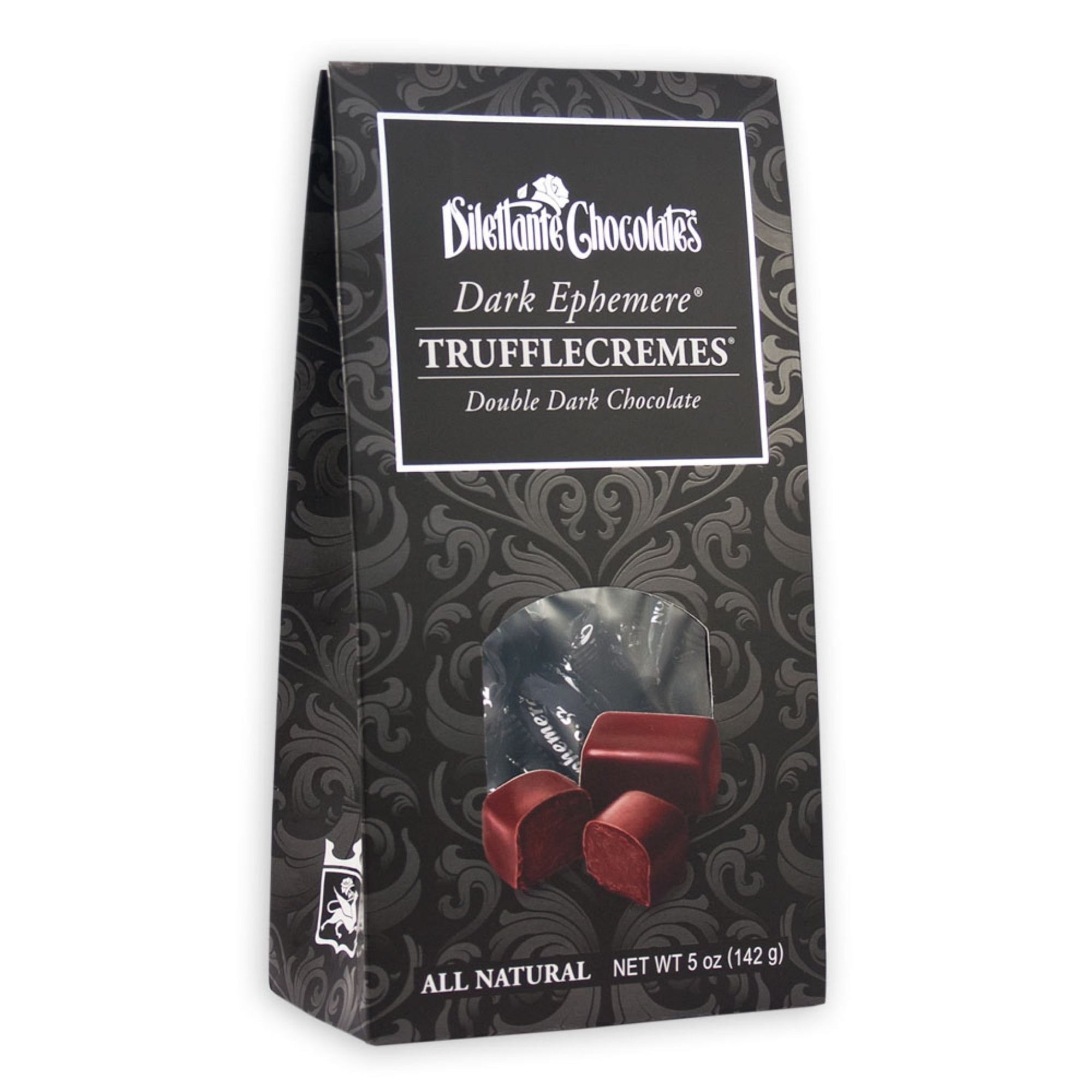 Dilettante Chocolates Dark Ephemere TruffleCremes Double Dark Chocolate 5-Ounce Gift Box