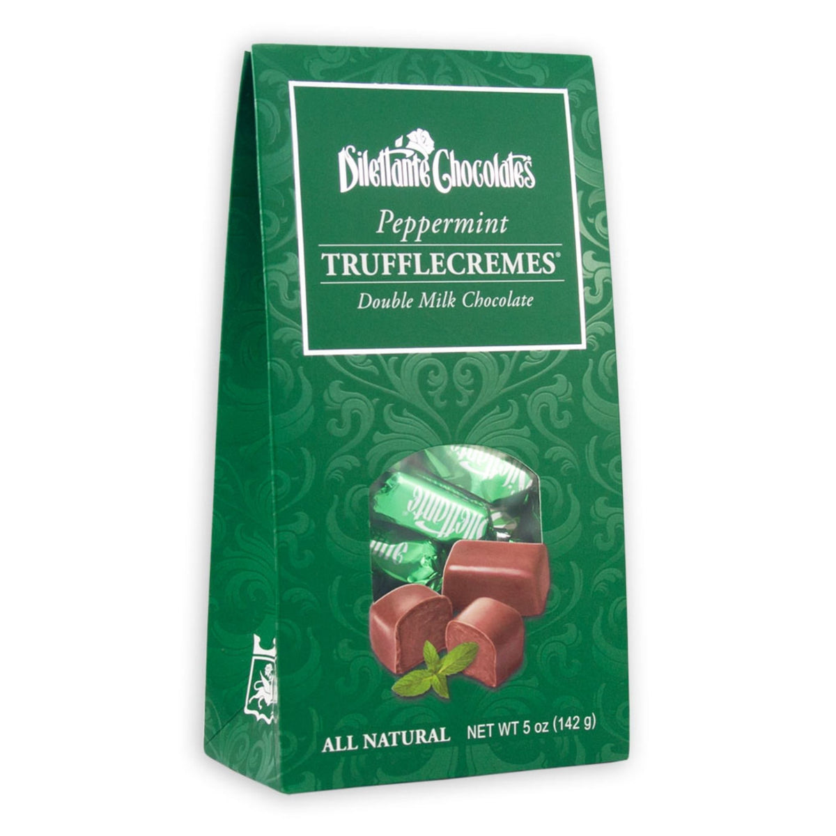 Dilettante Chocolates Peppermint TruffleCremes in a 5-Ounce Tent Box