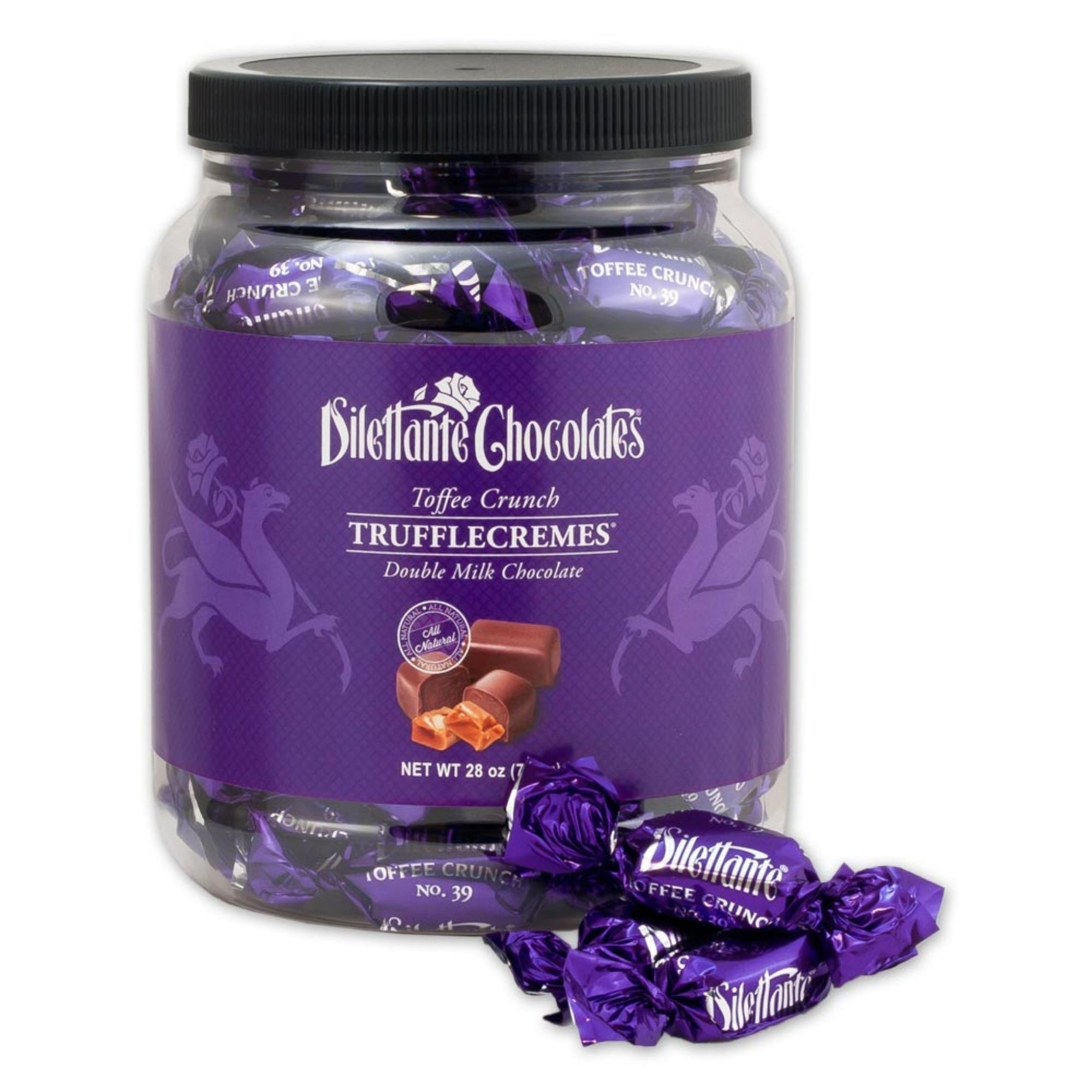 Dilettante Chocolates Toffee Crunch TruffleCremes Coated in Double Milk Chocolate and Made with All Natural Ingredients in a 28-Ounce Jar