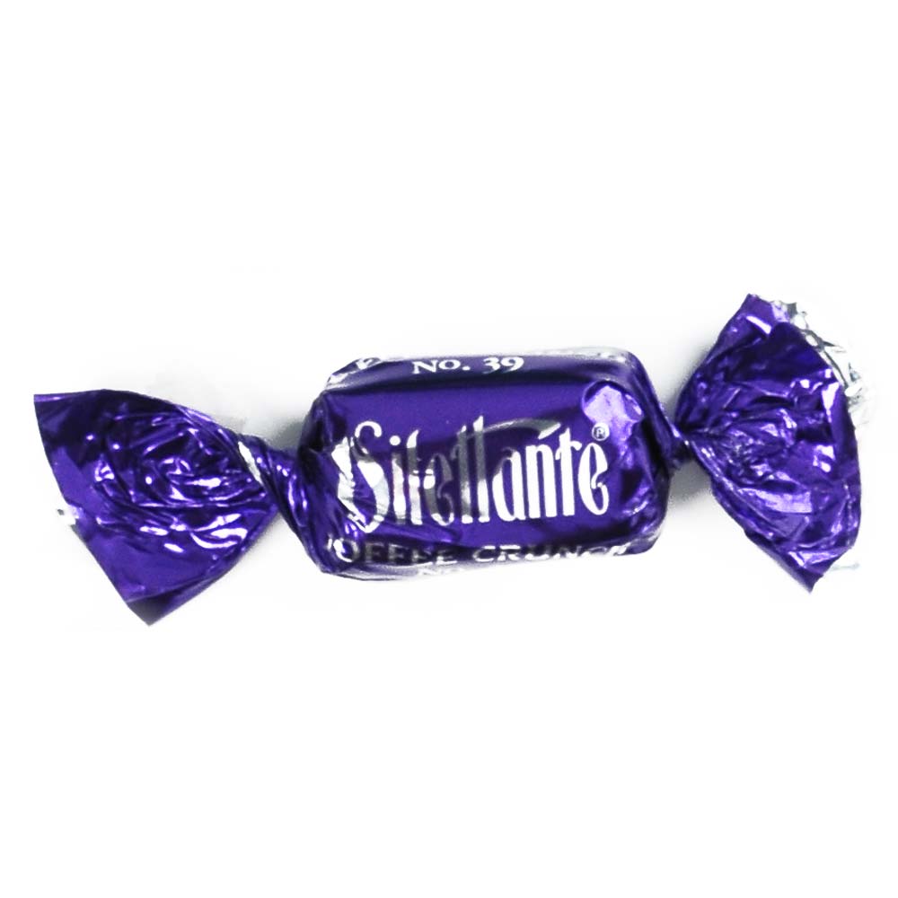 Dilettante Chocolates Toffee Crunch TruffleCremes Wrapped in Vibrant Purple Foils to Maintain Freshness
